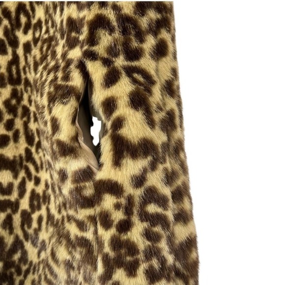 GUESS Reversible Faux Fur Leopard Vest Olive Green Zip Women's Sz S Y2K - Picture 5 of 9